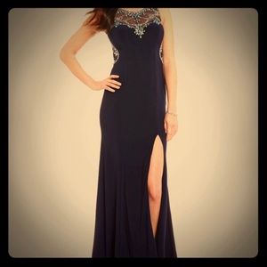 Betsy & Adam navy formal gown